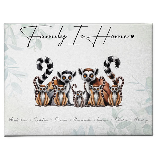Familien Leinwand Personalisiert Lemur Familienporträt Geschenk für Papa Mama Oma Opa 1