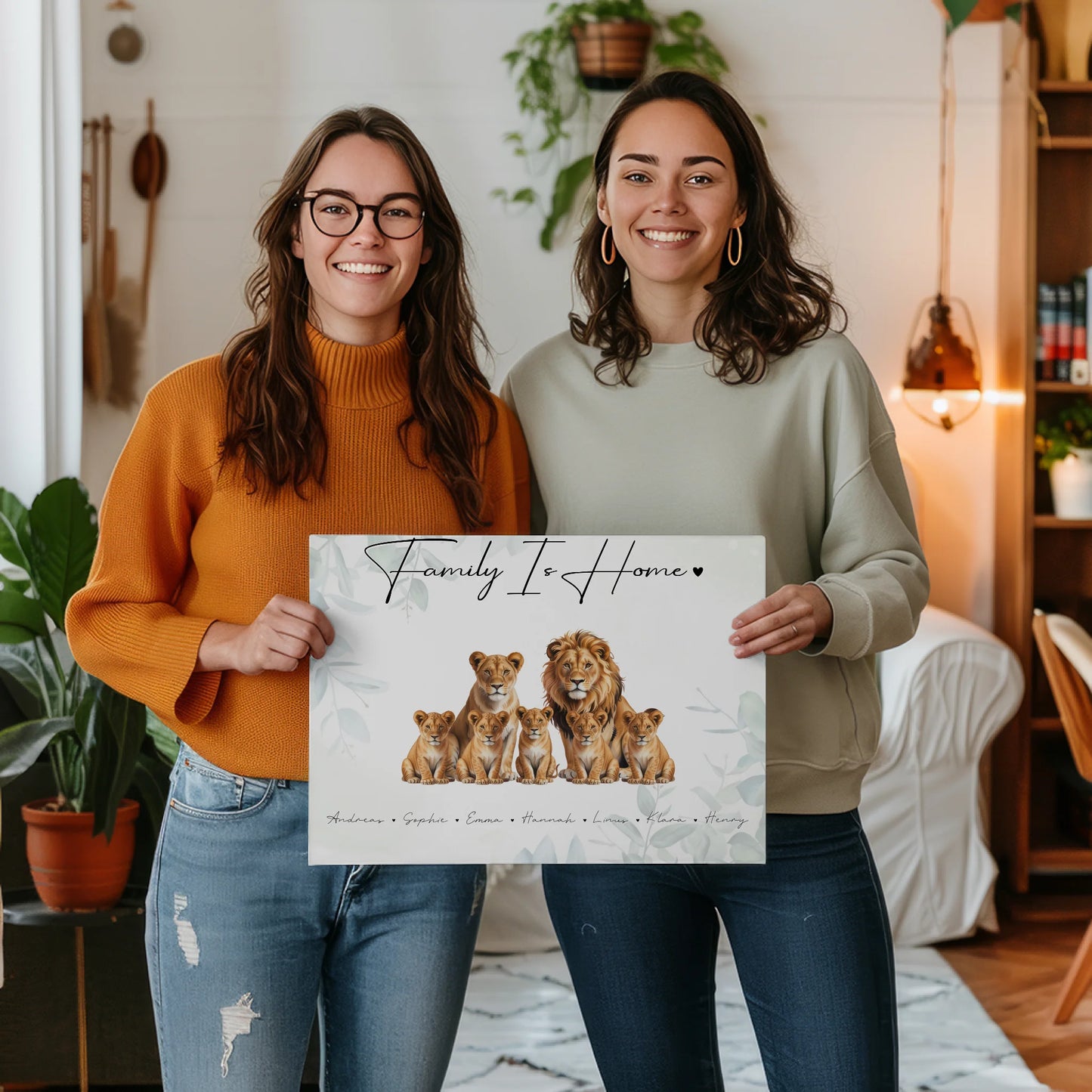 Leinwand Sprüche Familie Löwen Familienporträt Geschenk für Mama Papa Oma Opa 2