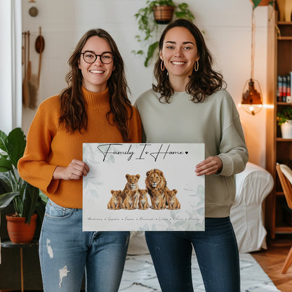 Leinwand Sprüche Familie Löwen Familienporträt Geschenk für Mama Papa Oma Opa 2