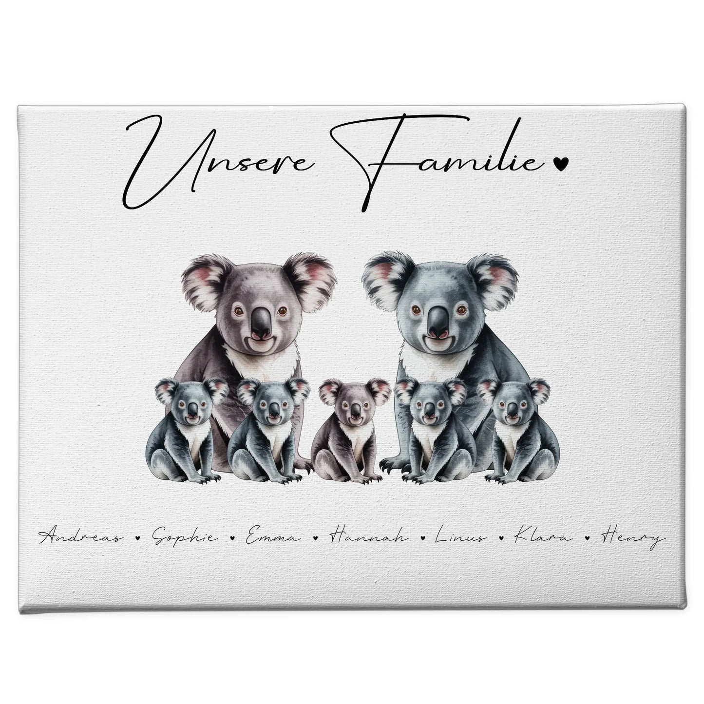 Personalisierte Leinwand Familie Koala Familienporträt Geschenk für Papa Mama Oma Opa 1