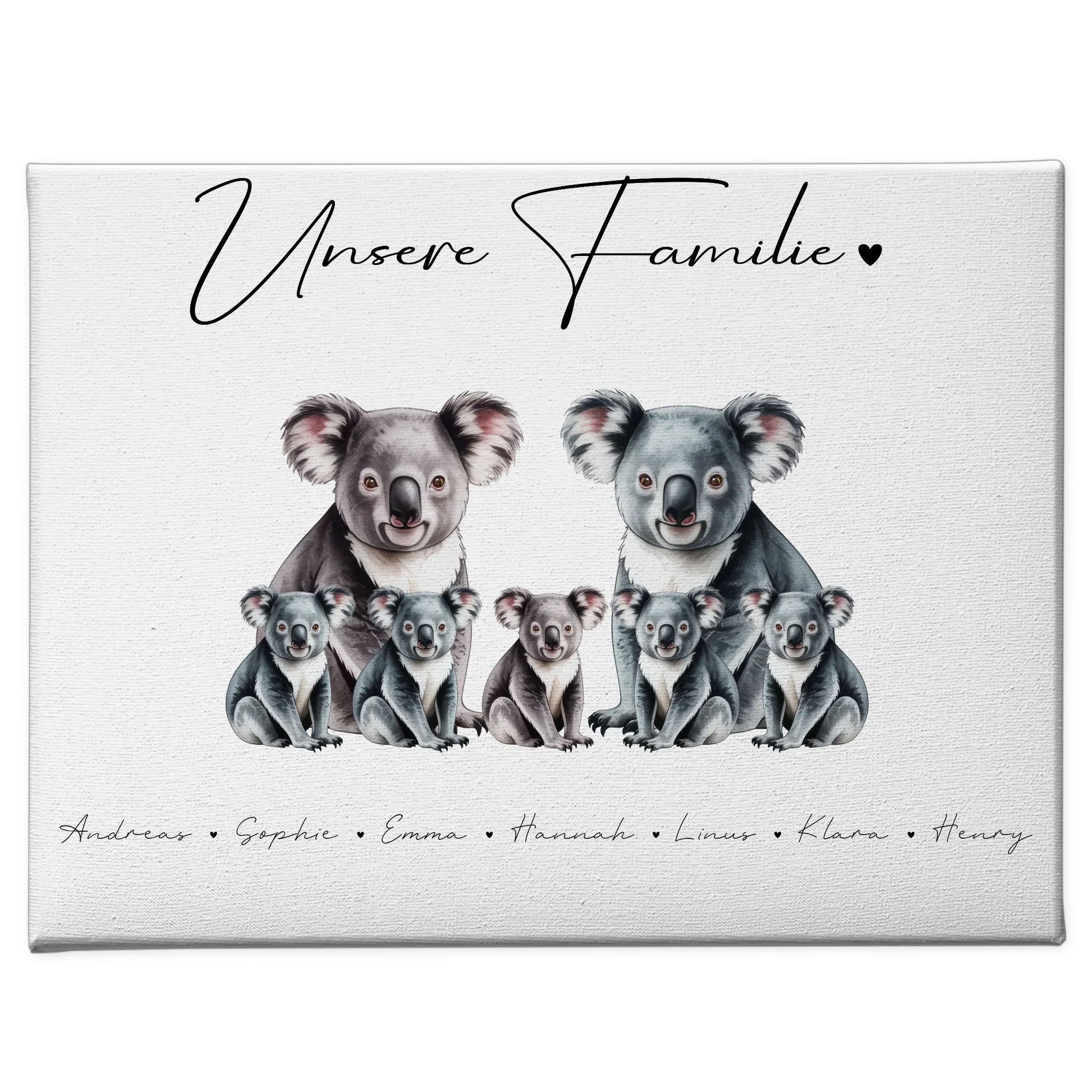 Personalisierte Leinwand Familie Koala Familienporträt Geschenk für Papa Mama Oma Opa 1