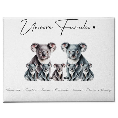 Personalisierte Leinwand Familie Koala Familienporträt Geschenk für Papa Mama Oma Opa 1