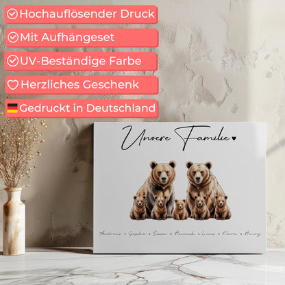 Leinwand Sprüche Familie Bären Familienporträt Geschenk für Papa Mama Oma Opa 7