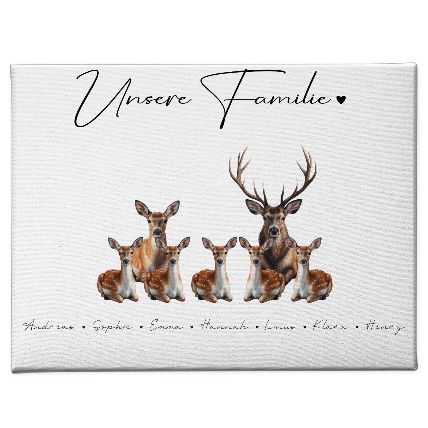 Leinwand Familienbild Personalisiert Mit Vorschau Reh Familienporträt Geschenk für Mama Papa Oma Opa 1