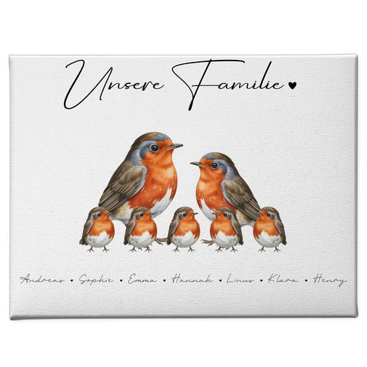 Leinwand Sprüche Familie Rotkehlchen Familienporträt Geschenk für Oma Opa Mama Papa 1