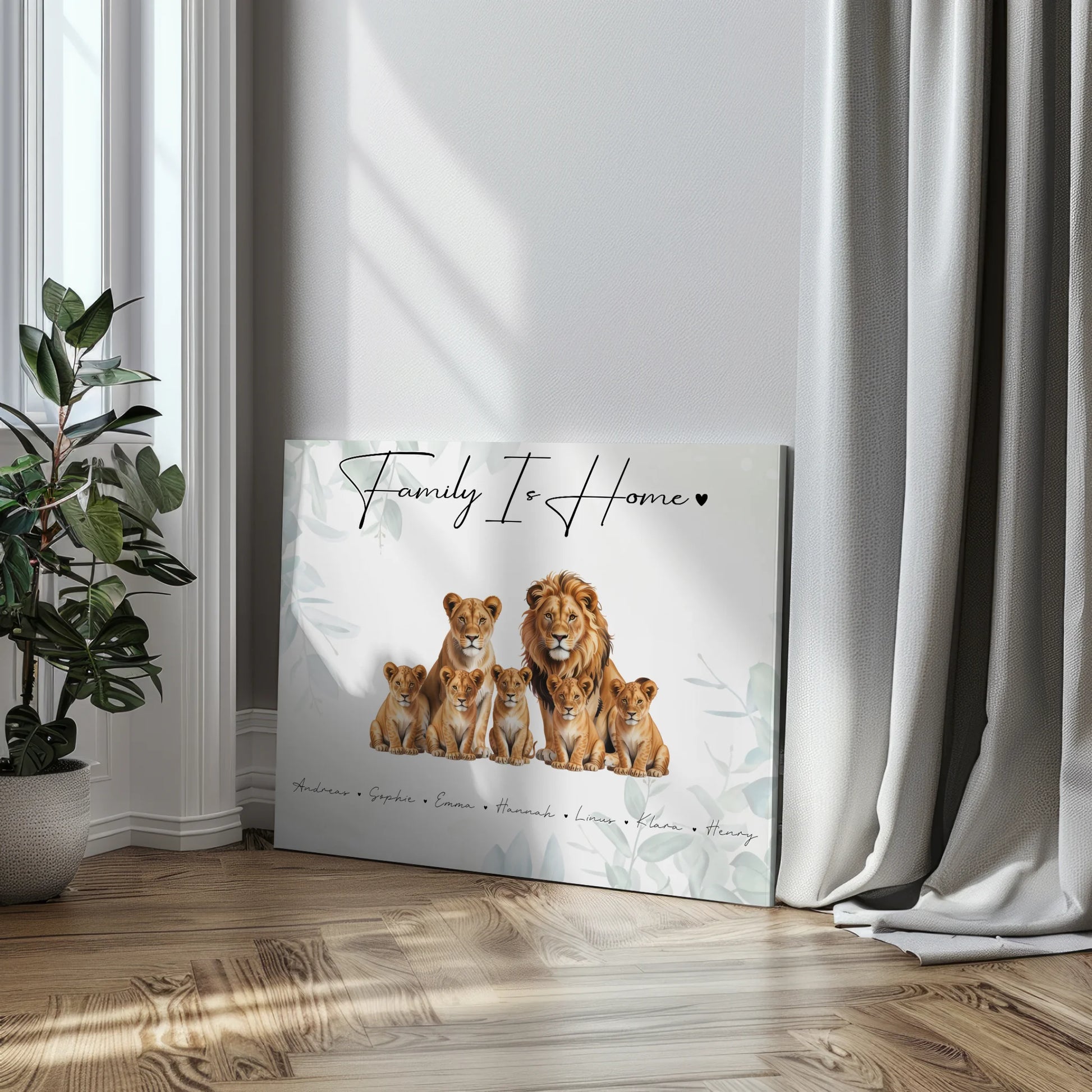 Leinwand Sprüche Familie Löwen Familienporträt Geschenk für Mama Papa Oma Opa 3