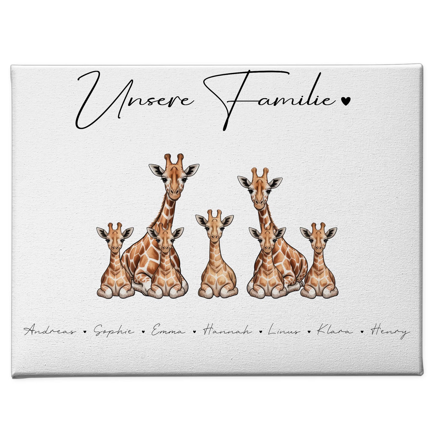 Familien Leinwand Personalisiert Giraffe Familienporträt Geschenk für Papa Mama Oma Opa 1