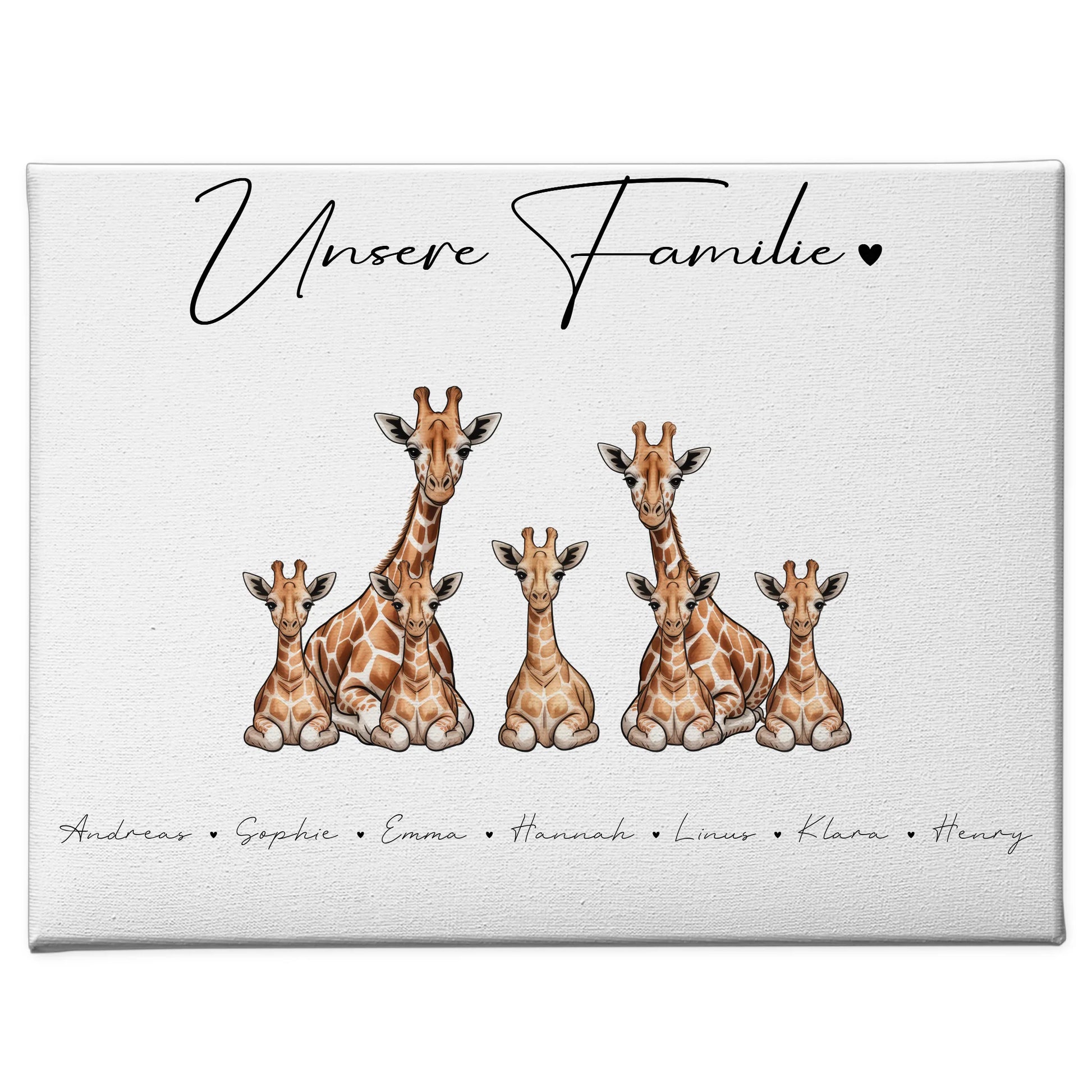 Familien Leinwand Personalisiert Giraffe Familienporträt Geschenk für Papa Mama Oma Opa 1