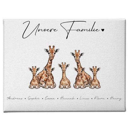 Familien Leinwand Personalisiert Giraffe Familienporträt Geschenk für Papa Mama Oma Opa 1