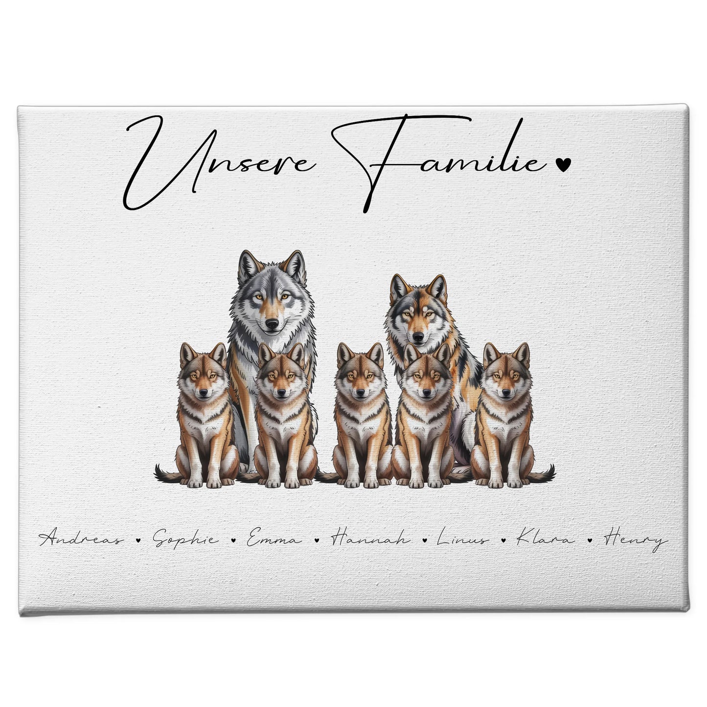 Familien Leinwand Mit Namen Wolf Familienporträt Geschenk für Mama Papa Oma Opa 1