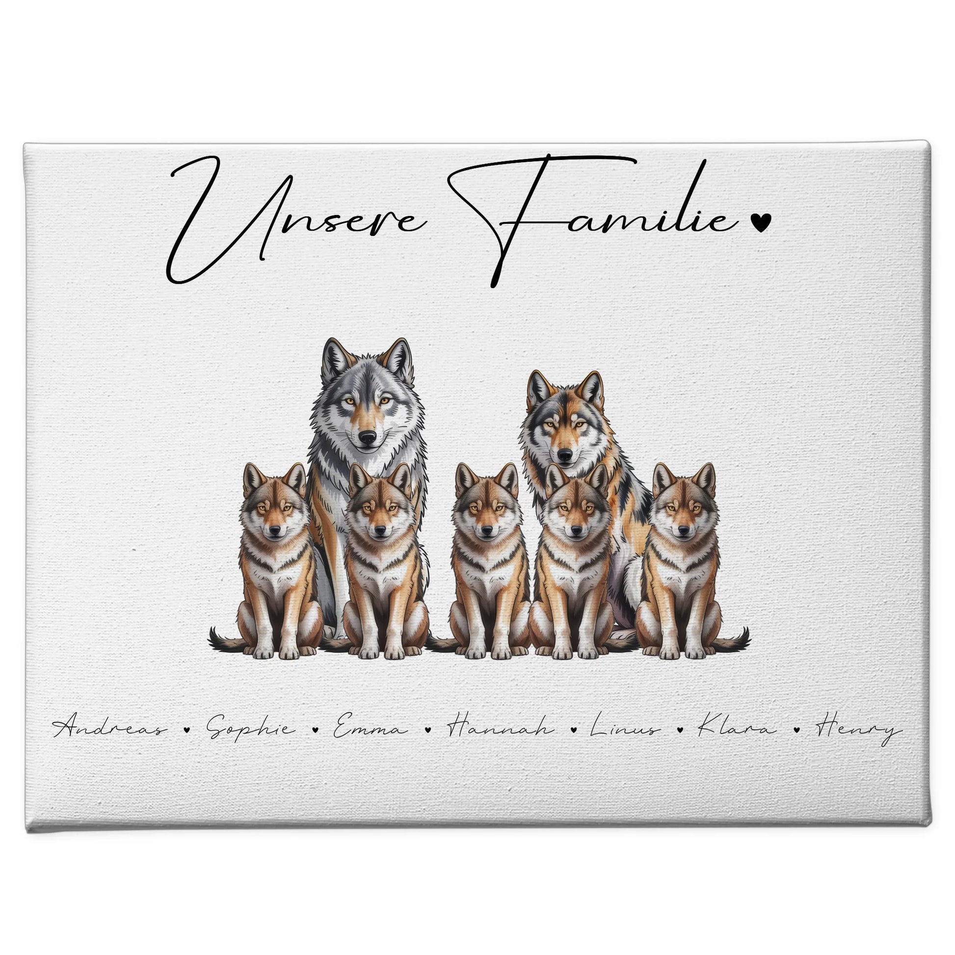 Familien Leinwand Mit Namen Wolf Familienporträt Geschenk für Mama Papa Oma Opa 1