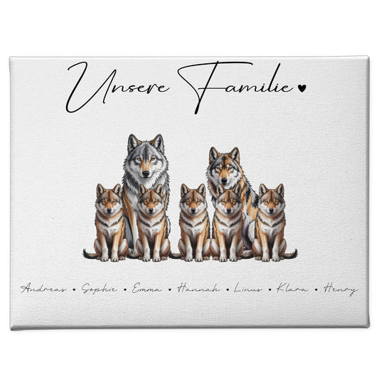 Familien Leinwand Mit Namen Wolf Familienporträt Geschenk für Mama Papa Oma Opa 1