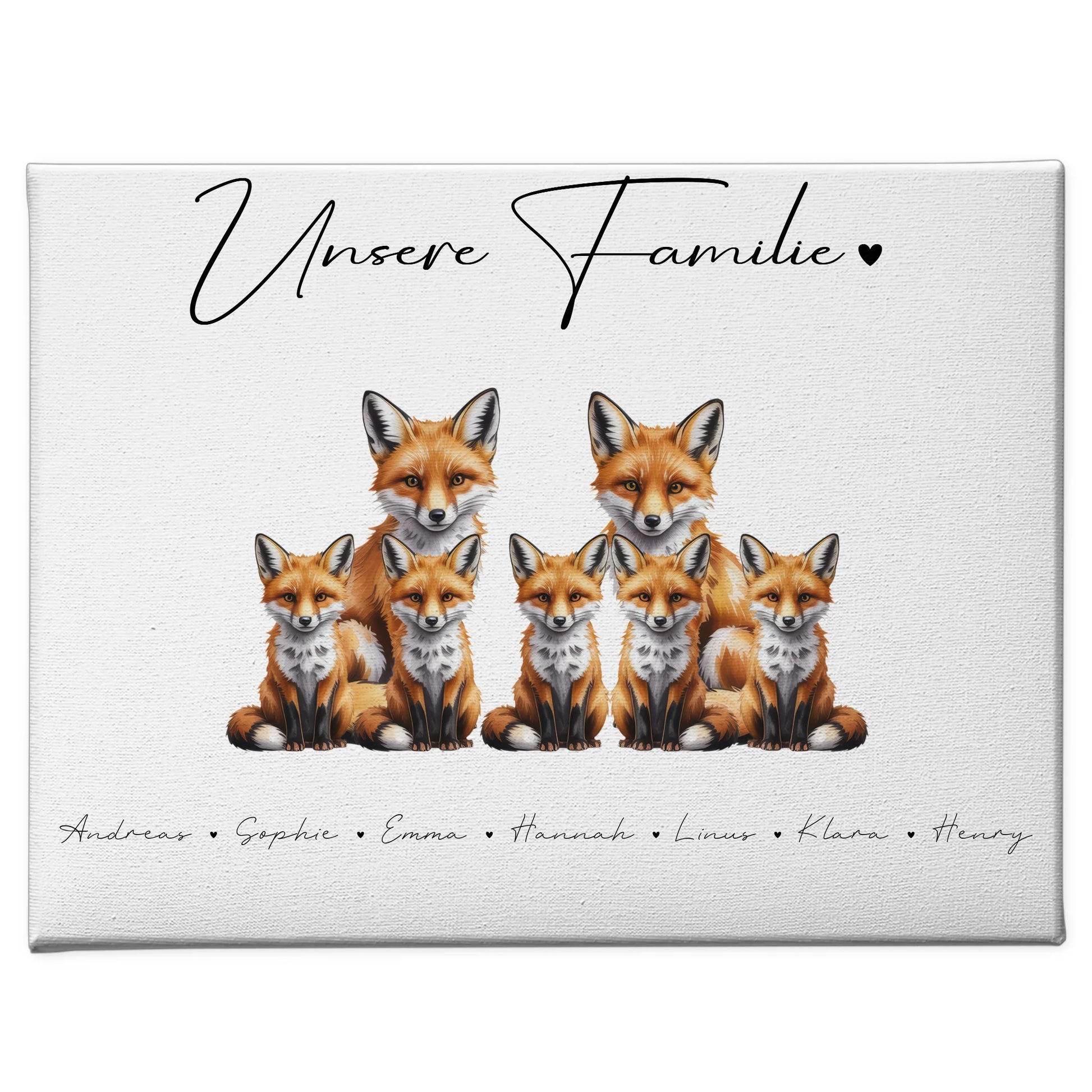 Leinwand Personalisiert Familie Fuchs Familienporträt Geschenk für Papa Mama Oma Opa 1