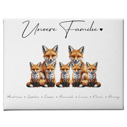 Leinwand Personalisiert Familie Fuchs Familienporträt Geschenk für Papa Mama Oma Opa 1