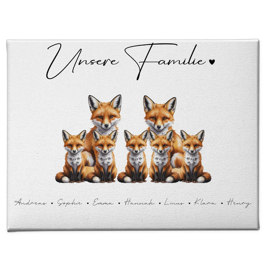 Leinwand Personalisiert Familie Fuchs Familienporträt Geschenk für Papa Mama Oma Opa 1