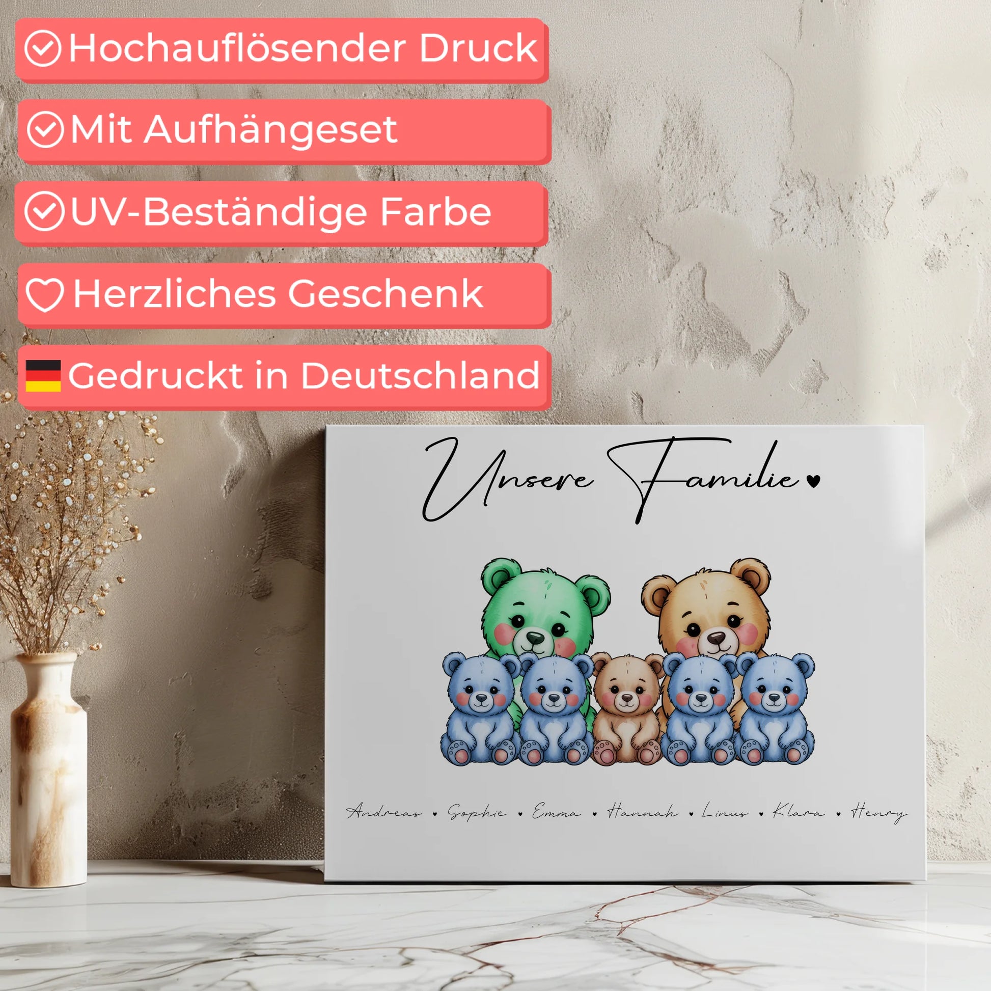 Leinwand Spruch Familie Bärchen Familienporträt Geschenk für Oma Opa Mama Papa 7
