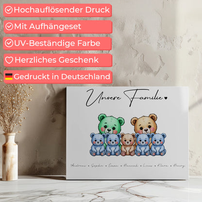 Leinwand Spruch Familie Bärchen Familienporträt Geschenk für Oma Opa Mama Papa 7