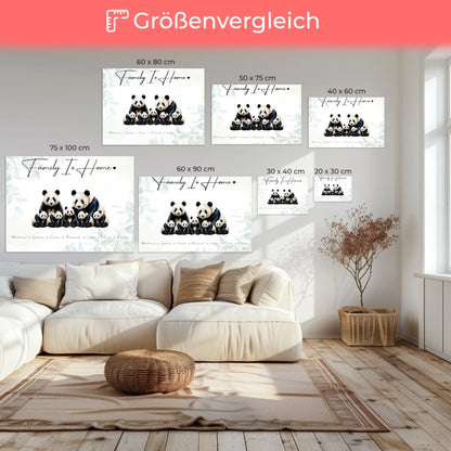Leinwand Personalisiert Familie Panda Familienporträt Geschenk für Oma Opa Mama Papa 6