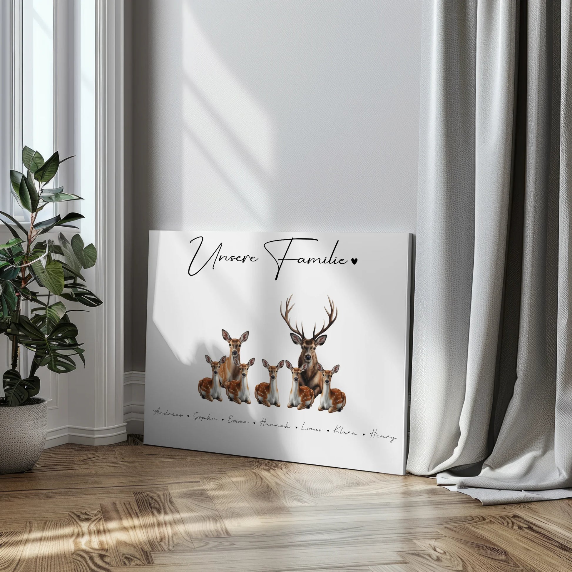Leinwand Familienbild Personalisiert Mit Vorschau Reh Familienporträt Geschenk für Mama Papa Oma Opa 3