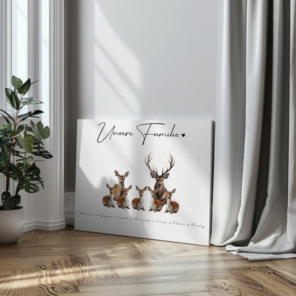 Leinwand Familienbild Personalisiert Mit Vorschau Reh Familienporträt Geschenk für Mama Papa Oma Opa 3