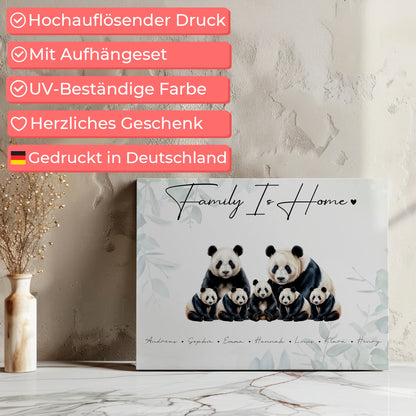Leinwand Personalisiert Familie Panda Familienporträt Geschenk für Oma Opa Mama Papa 7