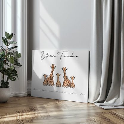 Familien Leinwand Personalisiert Giraffe Familienporträt Geschenk für Papa Mama Oma Opa 3