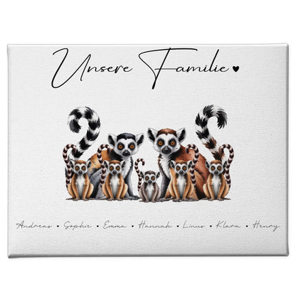 Familie Personalisierte Leinwand Lemur Familienporträt Geschenk für Mama Papa Oma Opa 1