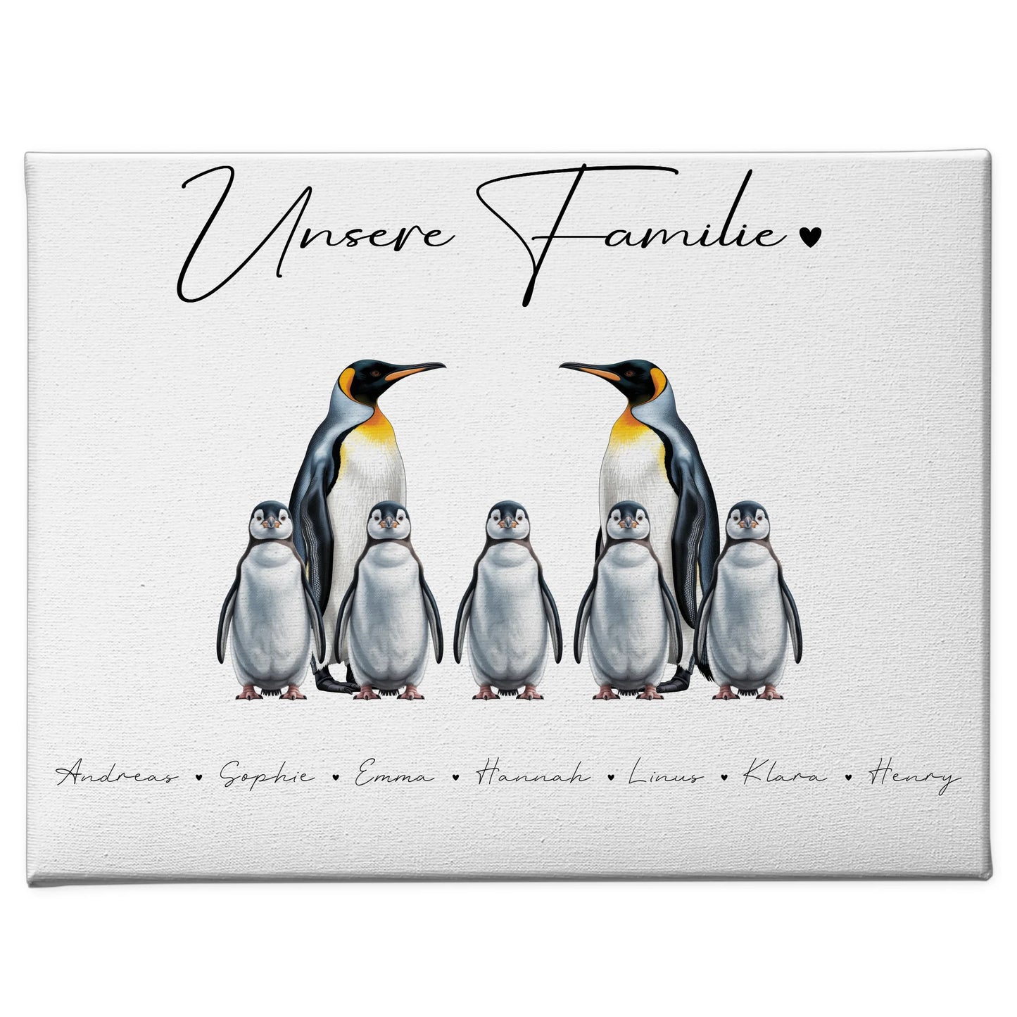 Familien Leinwand Pinguin Familienporträt Geschenk für Oma Opa Mama Papa 1