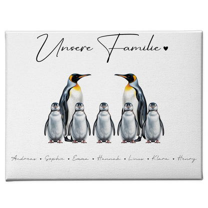 Familien Leinwand Pinguin Familienporträt Geschenk für Oma Opa Mama Papa 1