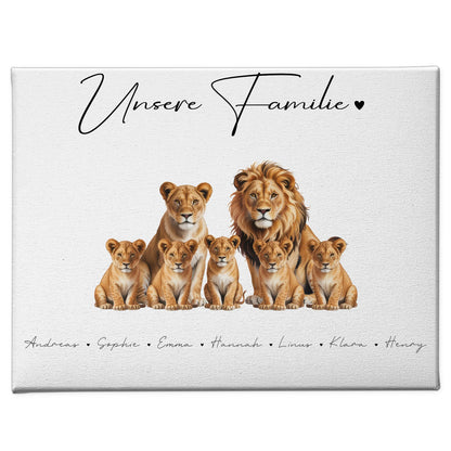 Familien Leinwand gestalten Löwen Familienporträt Geschenk für Oma Opa Mama Papa 1