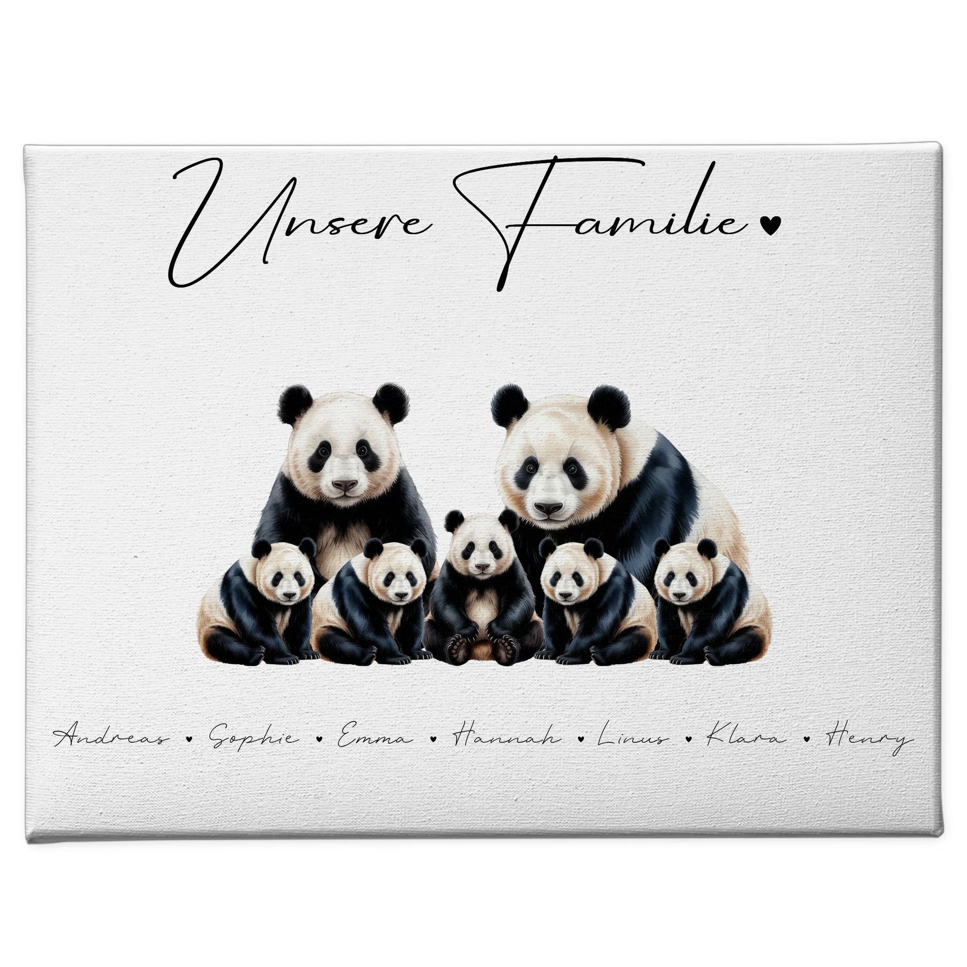 Leinwand Familie Panda Familienporträt Geschenk für Papa Mama Oma Opa 1