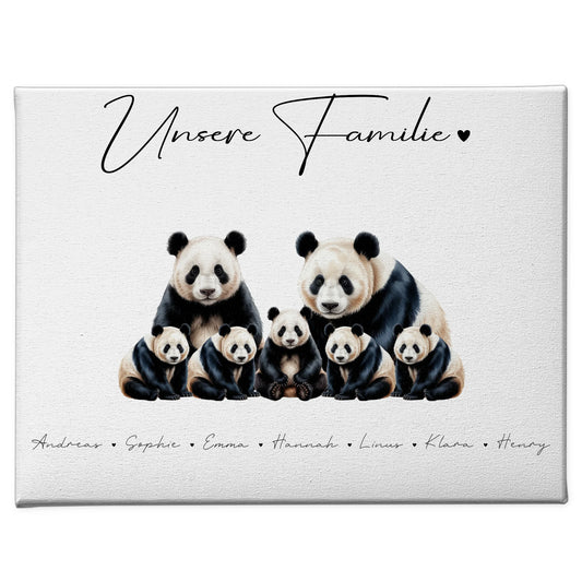 Leinwand Familie Panda Familienporträt Geschenk für Papa Mama Oma Opa 1