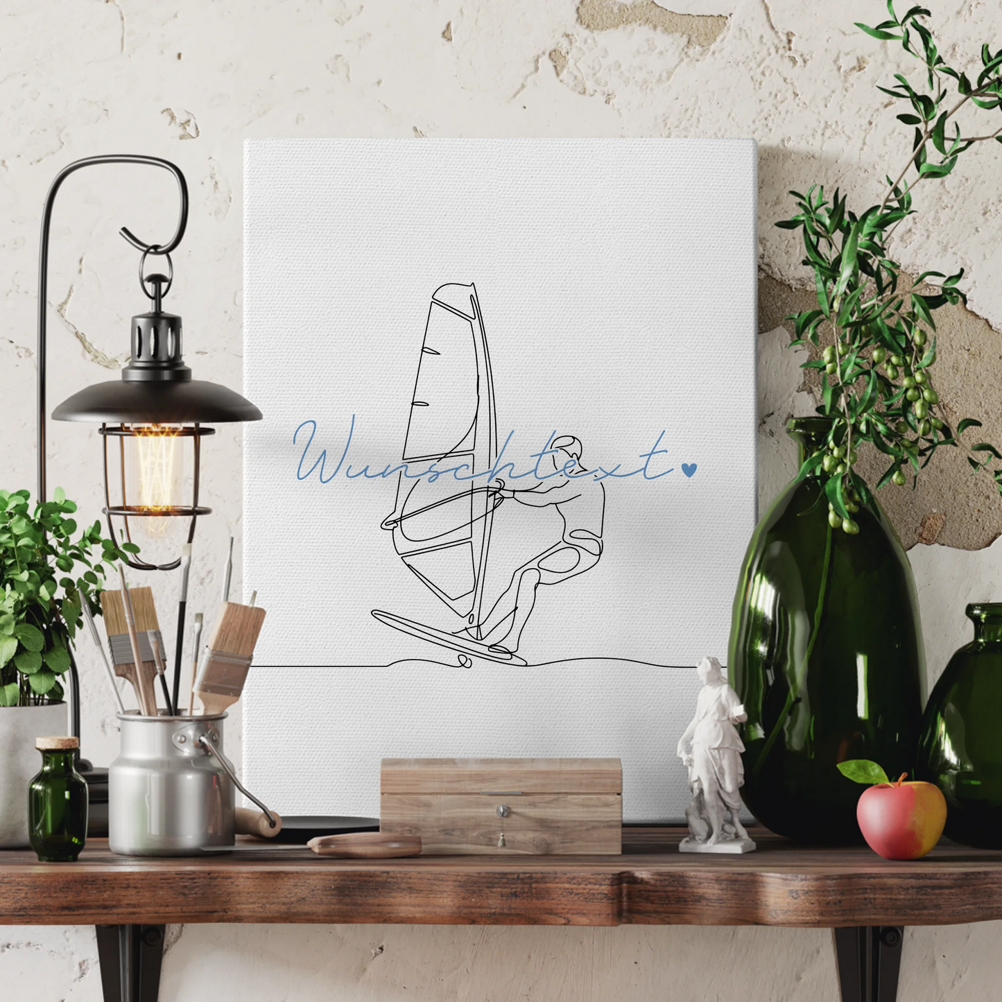 Lineart Leinwand Personalisiert Windsurfen Geschenk Sohn & Bruder 3