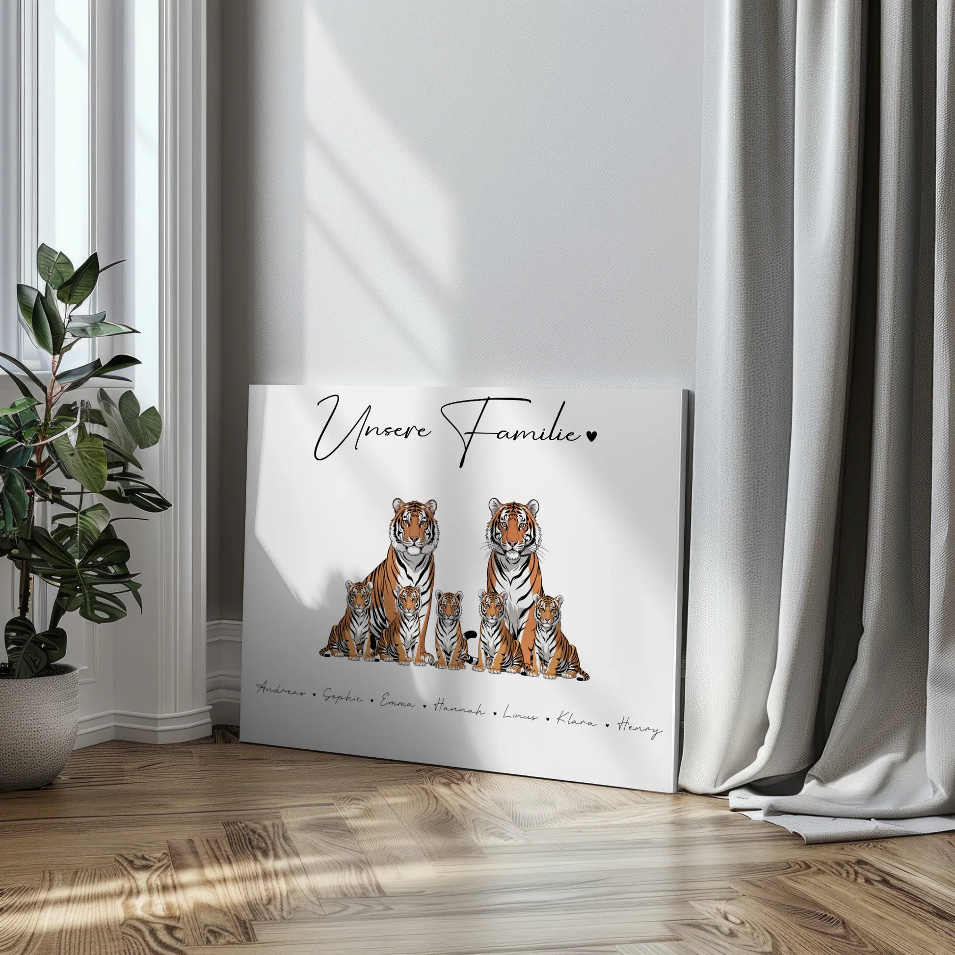 Leinwand Familie Mit Namen Tiger Familienporträt Geschenk für Mama Papa Oma Opa 3