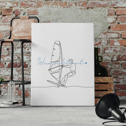 Lineart Leinwand Personalisiert Windsurfen Geschenk Sohn & Bruder 4