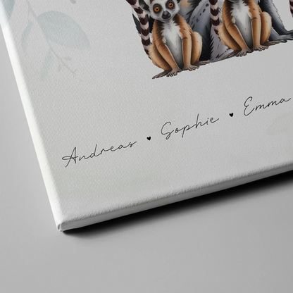 Familien Leinwand Personalisiert Lemur Familienporträt Geschenk für Papa Mama Oma Opa 4