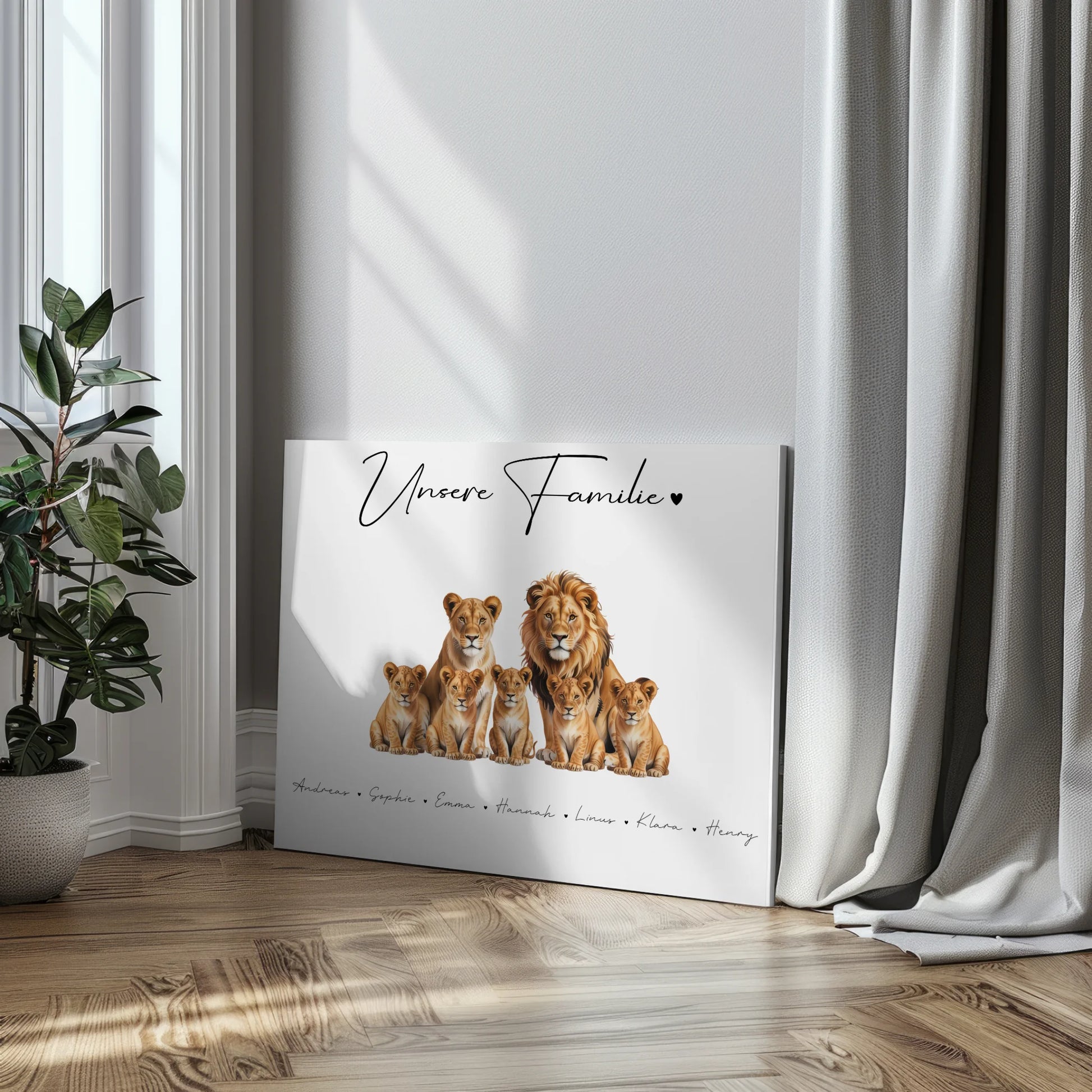 Familien Leinwand gestalten Löwen Familienporträt Geschenk für Oma Opa Mama Papa 3