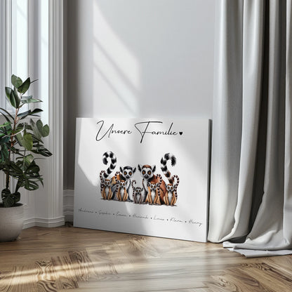 Familie Personalisierte Leinwand Lemur Familienporträt Geschenk für Mama Papa Oma Opa 3