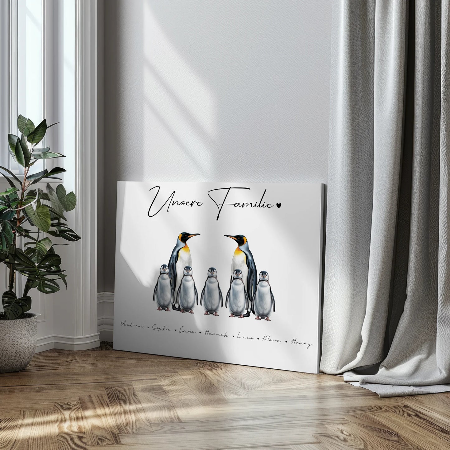 Familien Leinwand Pinguin Familienporträt Geschenk für Oma Opa Mama Papa 3