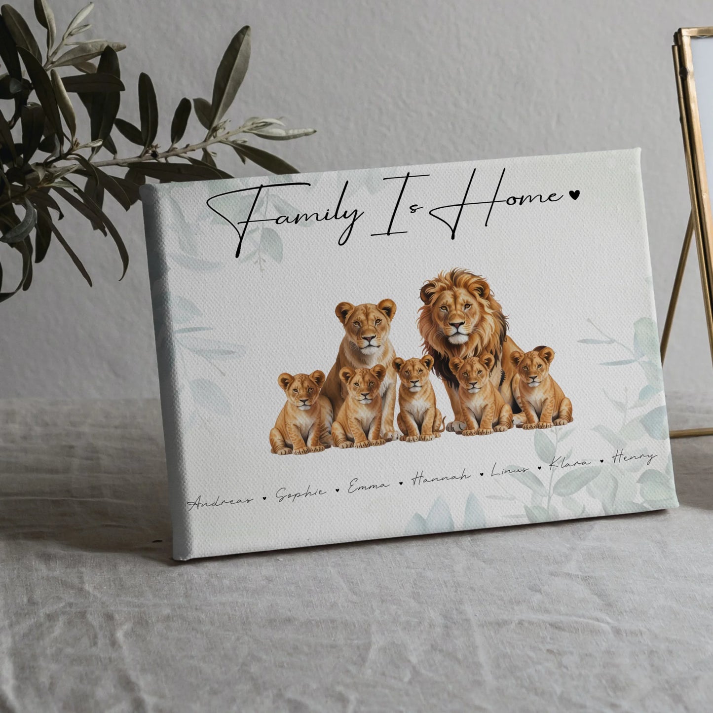 Leinwand Sprüche Familie Löwen Familienporträt Geschenk für Mama Papa Oma Opa 5