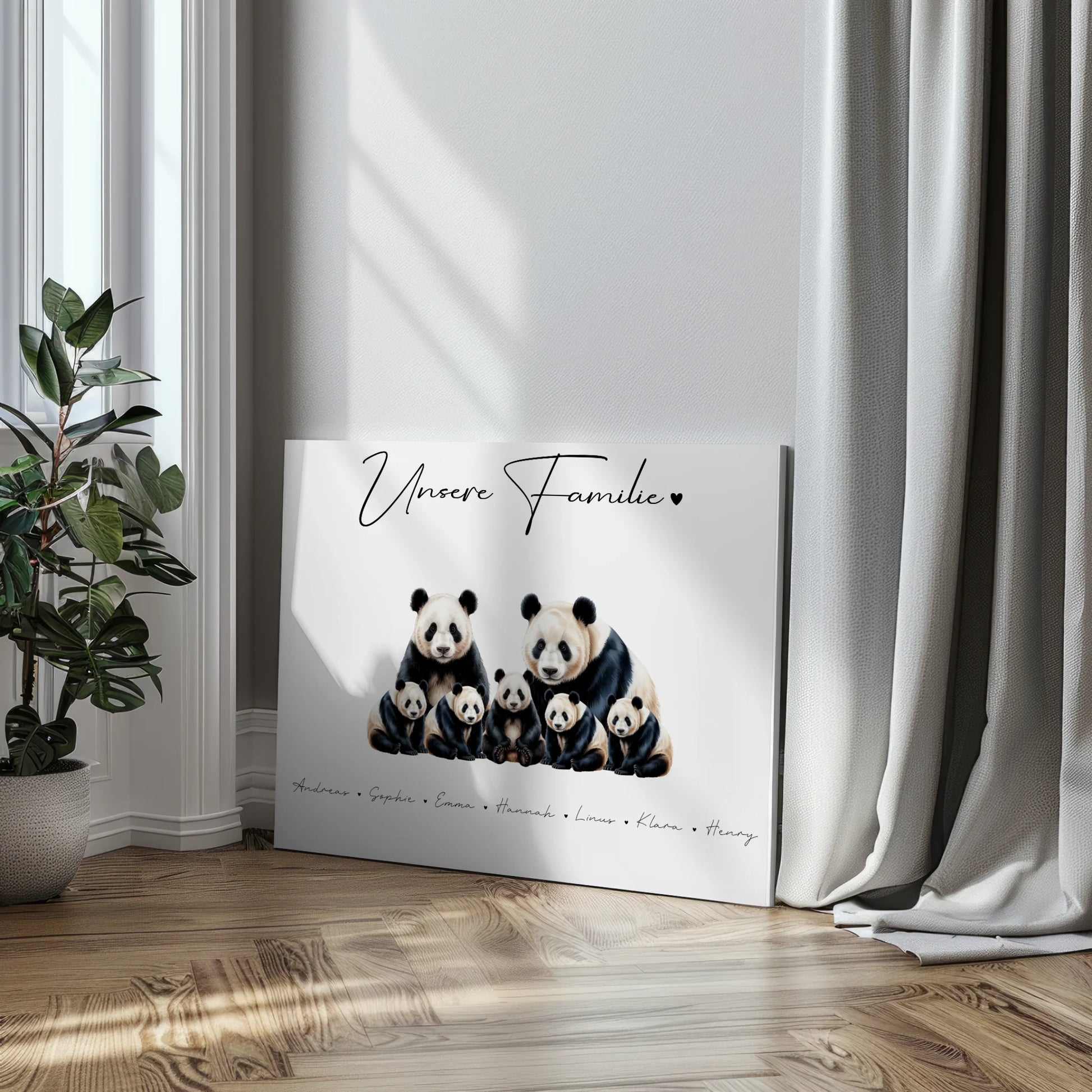 Leinwand Familie Panda Familienporträt Geschenk für Papa Mama Oma Opa 3