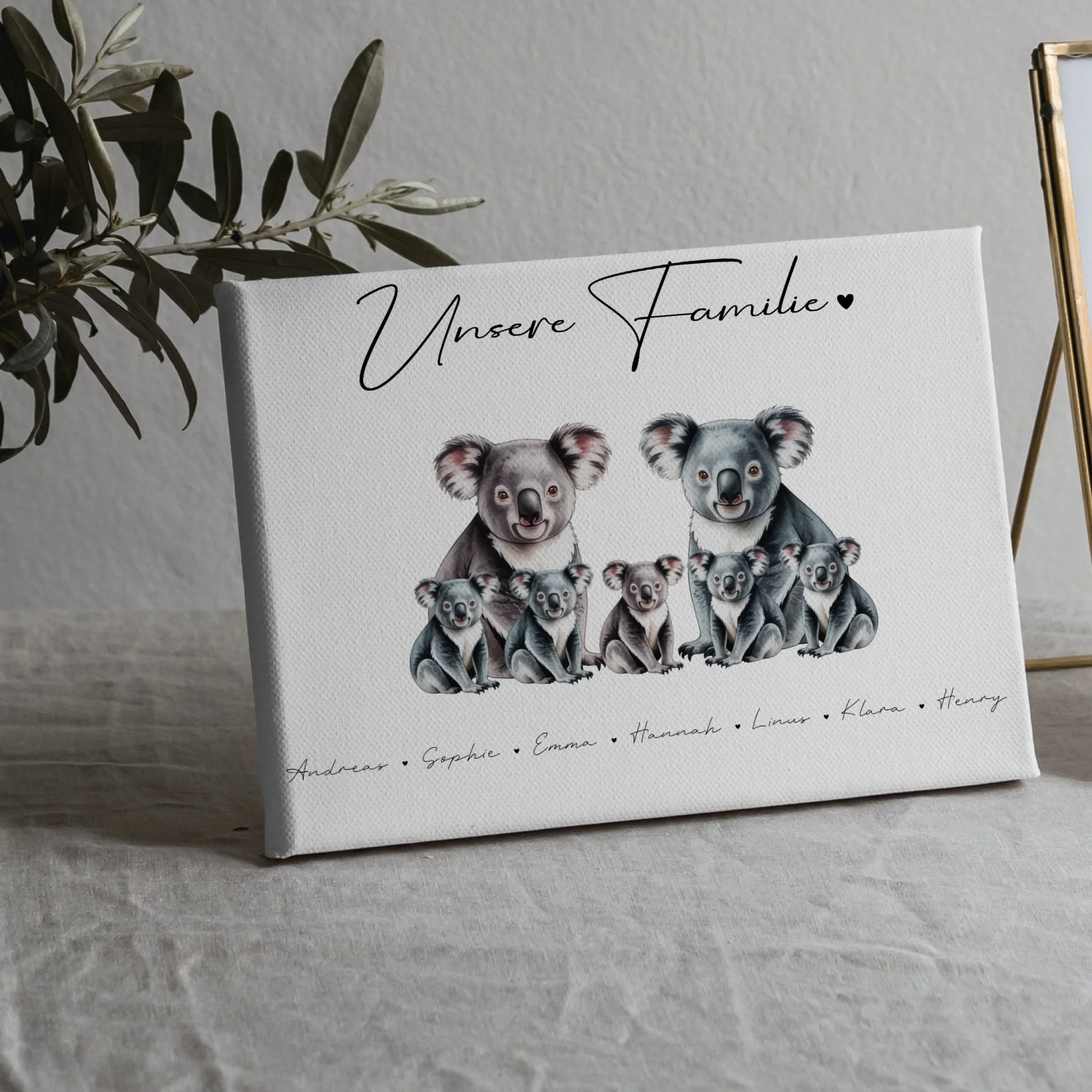 Personalisierte Leinwand Familie Koala Familienporträt Geschenk für Papa Mama Oma Opa 5