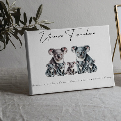 Personalisierte Leinwand Familie Koala Familienporträt Geschenk für Papa Mama Oma Opa 5