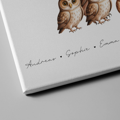 Leinwand Familie Eulen Familienporträt Geschenk für Mama Papa Oma Opa 4
