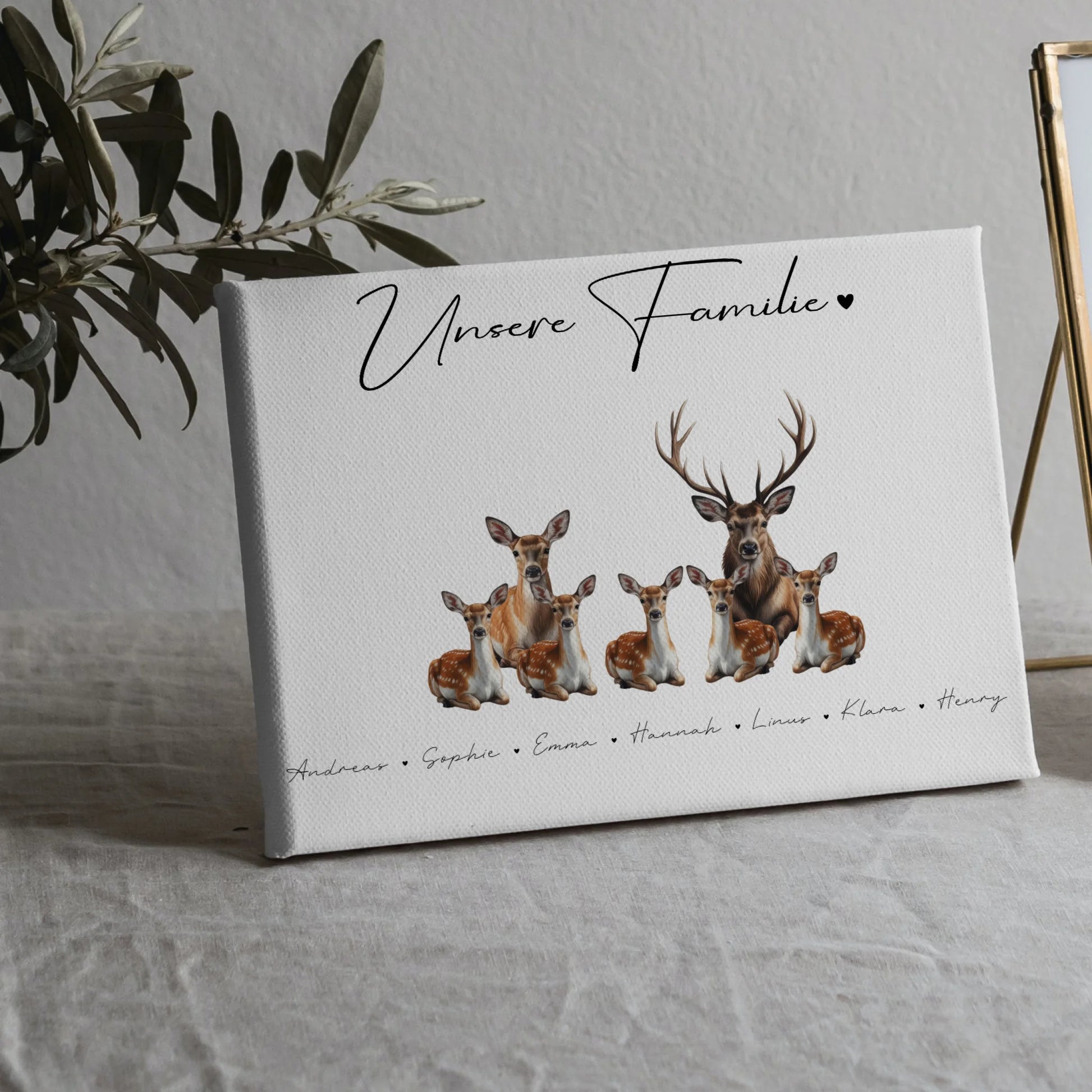 Leinwand Familienbild Personalisiert Mit Vorschau Reh Familienporträt Geschenk für Mama Papa Oma Opa 5