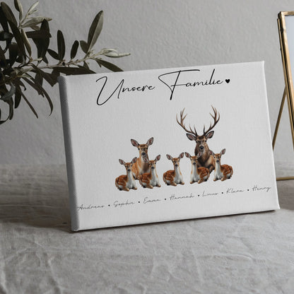 Leinwand Familienbild Personalisiert Mit Vorschau Reh Familienporträt Geschenk für Mama Papa Oma Opa 5