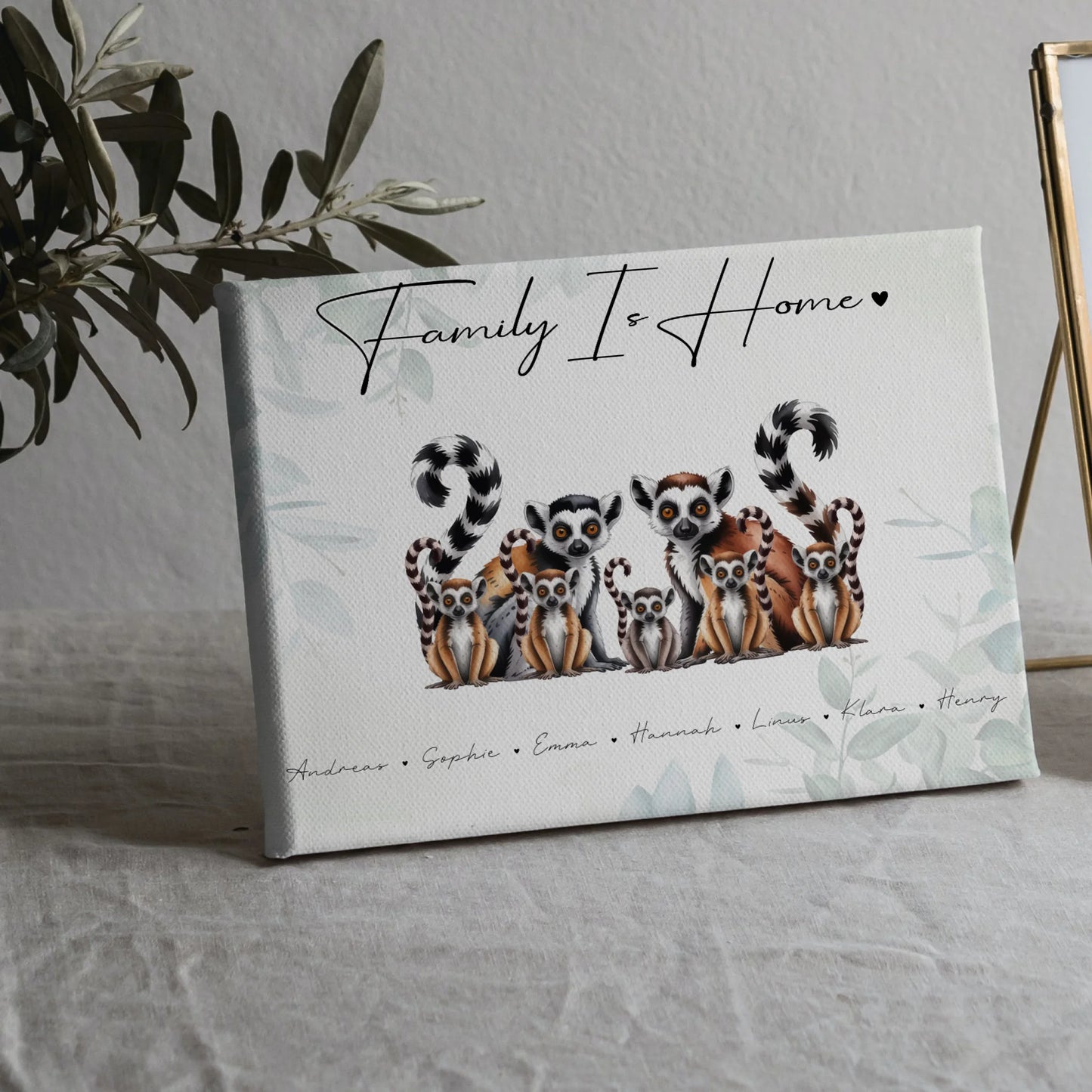 Familien Leinwand Personalisiert Lemur Familienporträt Geschenk für Papa Mama Oma Opa 5