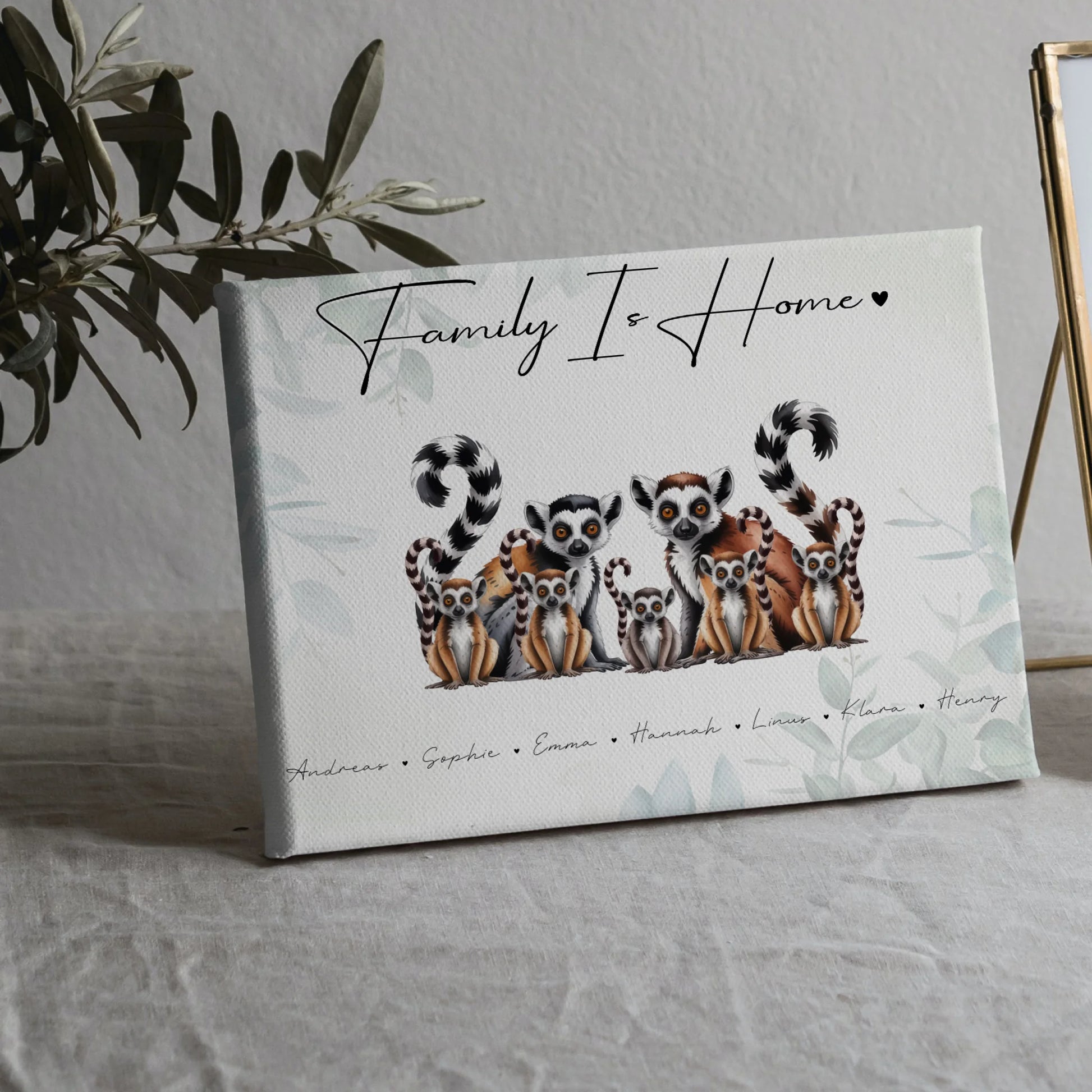 Familien Leinwand Personalisiert Lemur Familienporträt Geschenk für Papa Mama Oma Opa 5