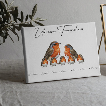 Leinwand Sprüche Familie Rotkehlchen Familienporträt Geschenk für Oma Opa Mama Papa 5