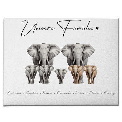Familien Leinwand Elefanten Familienporträt Geschenk für Oma Opa Mama Papa 1
